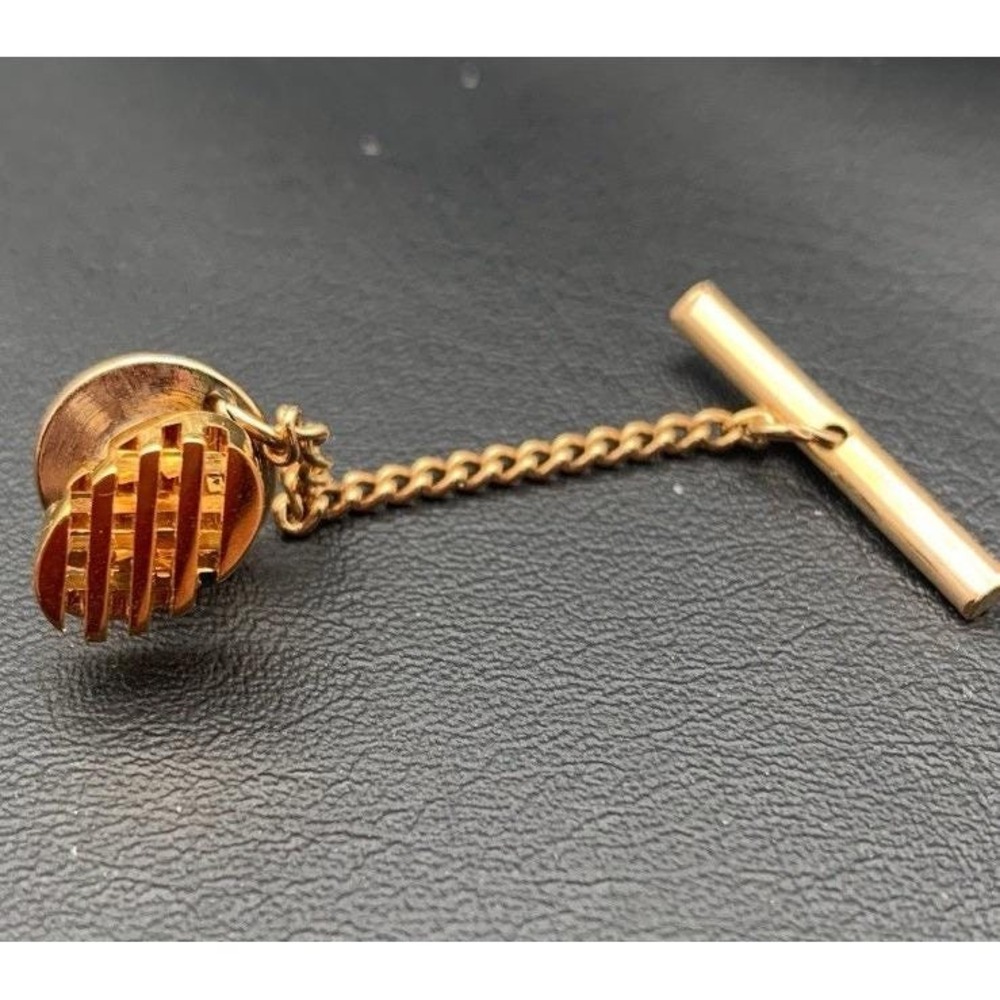 Vintage Simple Classic Gold Tone Oval Open Work Tie Tack Pin